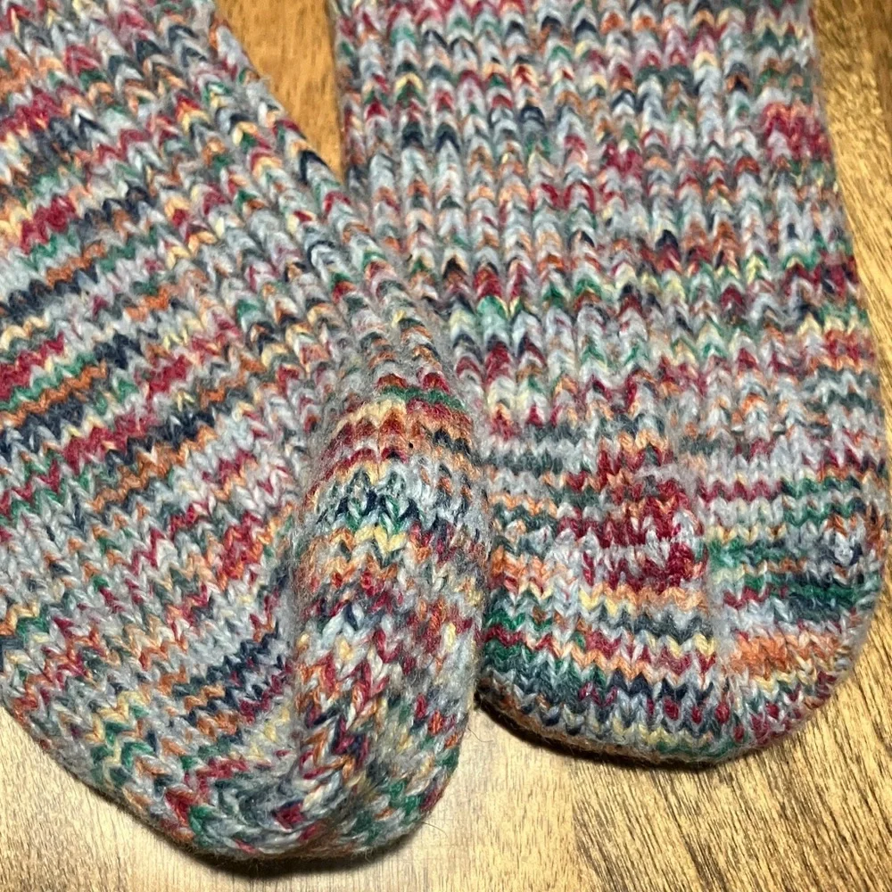 Hand knitted wool blend multicolored socks brand new handmade in Oregon
